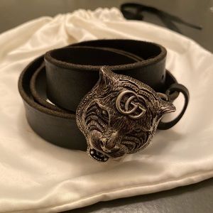 Gucci | Calfskin Tiger Buckle Belt | Size 95 CM |